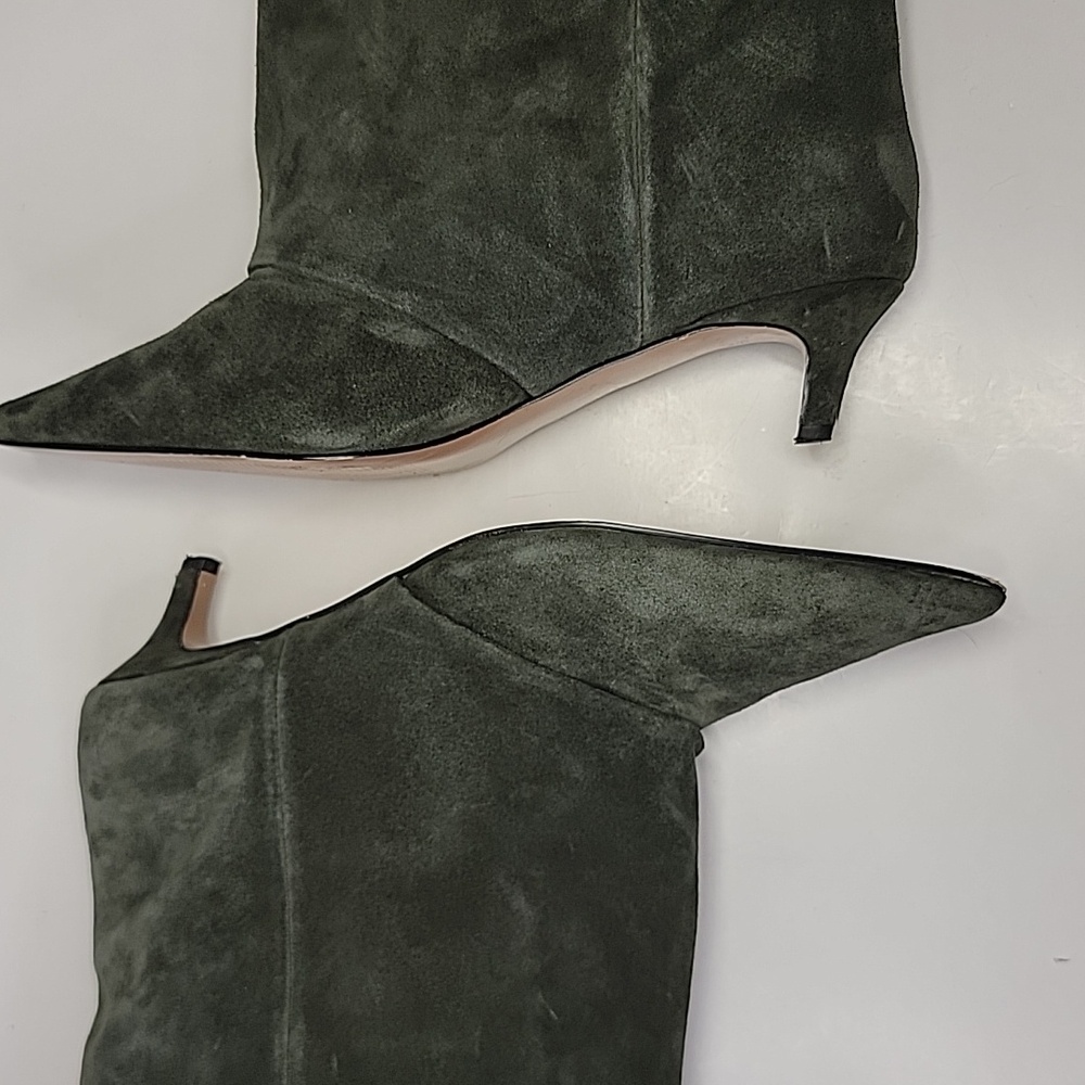 STEVE MADDEN LUCA KITTEN HEEL KNEE HIGH BOOTS OLIVE SUEDE - Picture 10 of 15